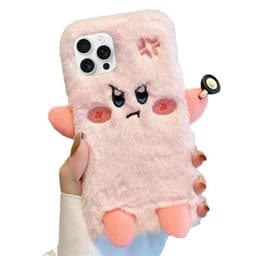 Vaaleanpunainen pörröinen takakuori iPhone 14 Pro Maxille