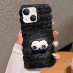 Fluffy Backshell for iPhone 14 Plus - Googly Eyes / Svart