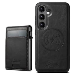 Kunstlærveske med magnet og kortholder for Samsung Galaxy S24 - Svart