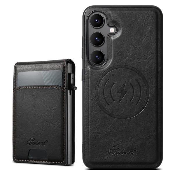Kunstlærveske med magnet og kortholder for Samsung Galaxy S24 - Svart