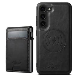 Kunstlærveske med magnet og kortholder for Samsung Galaxy S23 - Svart