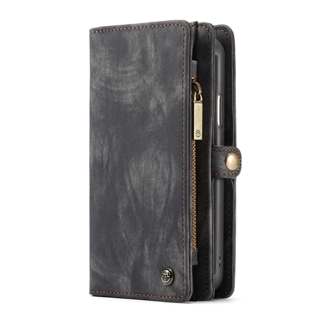 CASEME iPhone XR Retro Split läder plånboksfodral - Grå