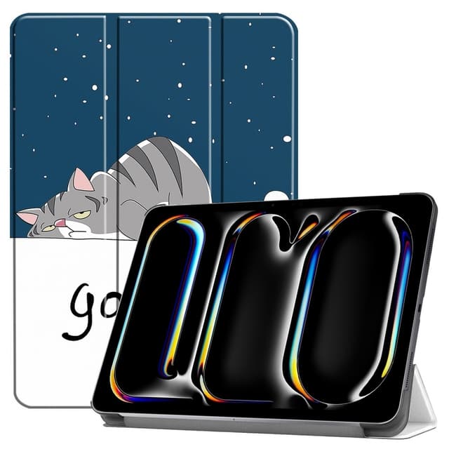 Til iPad Pro 11 (2024) Etui Tre-fold Stativ Tablet Cover - Cat