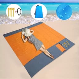 Stor Strandfilt 210x200cm Sandtät Vattentät Lätt Utomhusfilt Orange