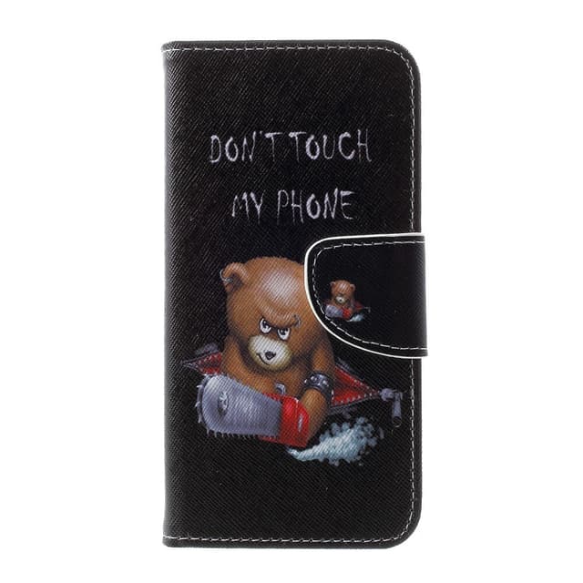 Ristikuvioitu Kuviollinen Lompakkokotelo Samsung Galaxy S10 - Angry Bear ja varoitussanat