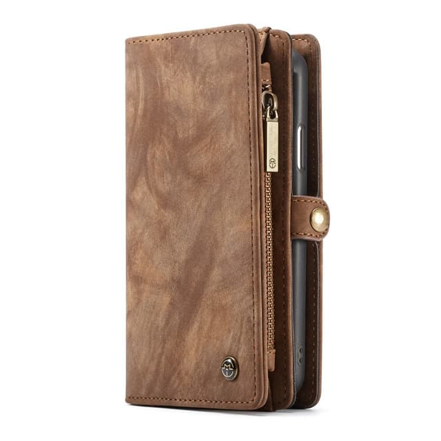 CASEME Irrotettava 2-in-1 Monipaikkainen Lompakkokotelo iPhone XR Ruskea