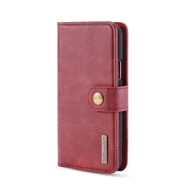 DG.MING iPhone 11 Pro Split Läder Plånboksfodral - VinRöd
