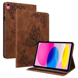 Apple iPad 10.9 2022 Vikbart fodral korthållare Fjäril - Brun