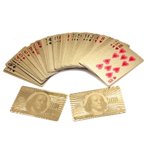 54stk Creative Vandtæt 100 Dollar Plastic Poker spillekort - Guld