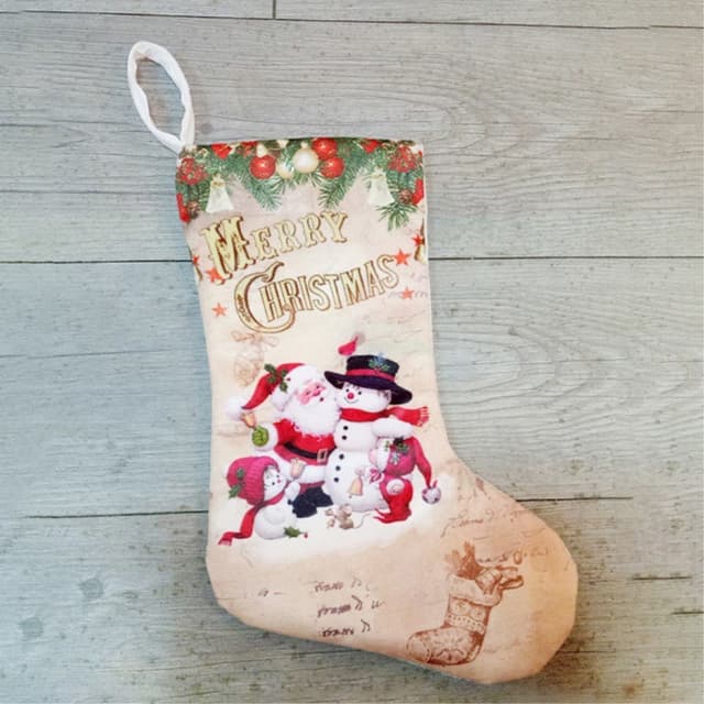 Julestrømpe Julegavesokk - Snømann og julenissen