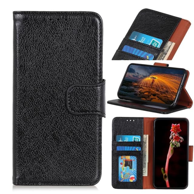 Tekstureret Split Pung Taske til Xiaomi Redmi Note 9 Pro - Sort