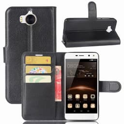 Til Huawei Y6 (2017) Litchi Texture Taske - Sort