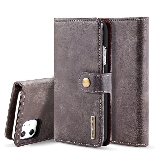 DG.MING iPhone 11 Split Läder Plånboksfodral - Coffee