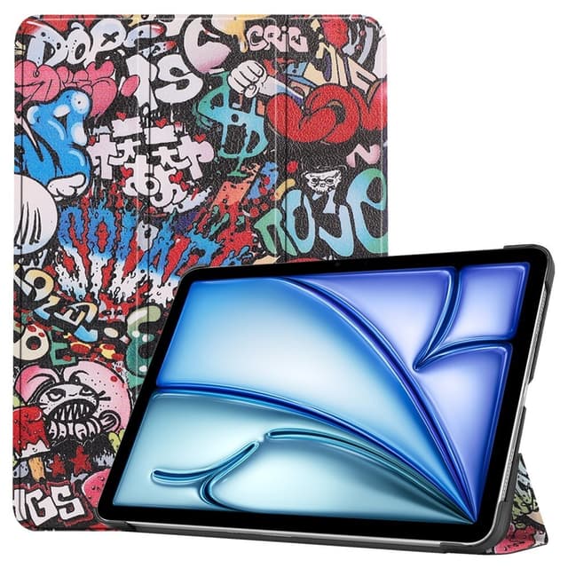 iPad Air 11 (2024) Kotelo Auto Herää / Nuku Kolminkertainen Taittojalusta Tabletin Suoja - Graffiti