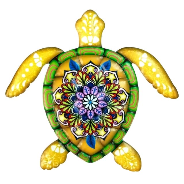 Turtle Iron Veggklistremerke Hagepynt 21,5x20cm - Gul