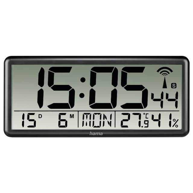 Hama Väggklocka Digital Jumbo Radiosynkroniserad Svart