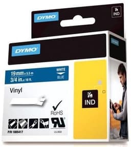 DYMO Rhino Professional, mærkbar permanent vinyltape, 19mm, hvid teks