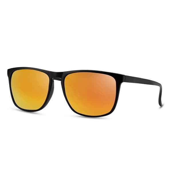Miesten mustat aurinkolasit – 100 % UV-suoja, oranssit peililinssit