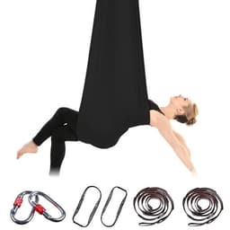 Yoga-hengekøye 400x280 cm med stretchstropper - Svart