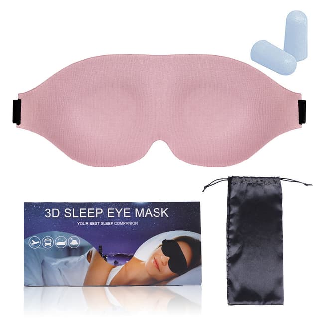 3D Stereo søvnøyemaske (sett med fire deler) Rosa