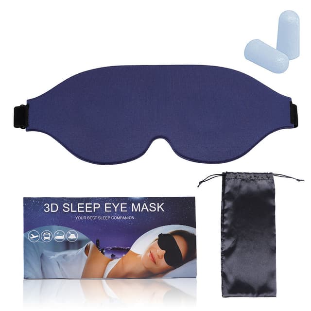3D-søvnmaske - fire dele Marine blå