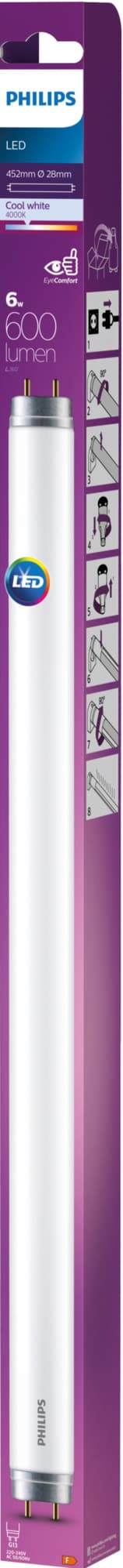 LED-putki Philips T8 450 mm 6 W G13 huurrettu