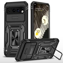Google Pixel Black Case med ringstativ og skyveobjektiv Google Pixel 8 Pro