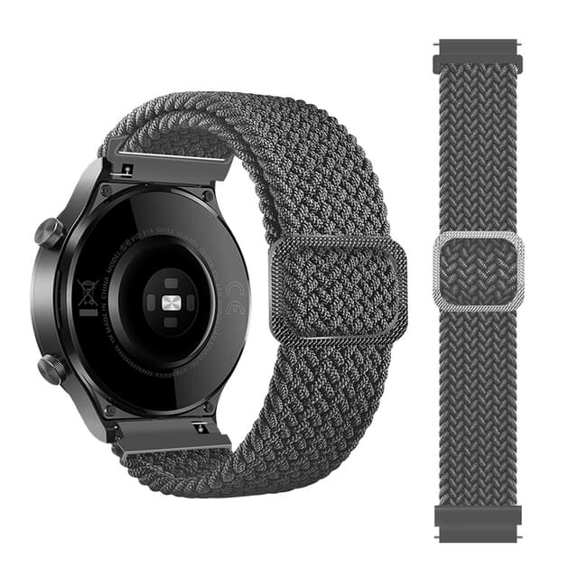 20 mm Klockarmband Nylon för Huawei, Xiaomi, Garmin, Samsung Grå