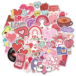 Love Heart Stickers, 50-pack Flerfärgad N13