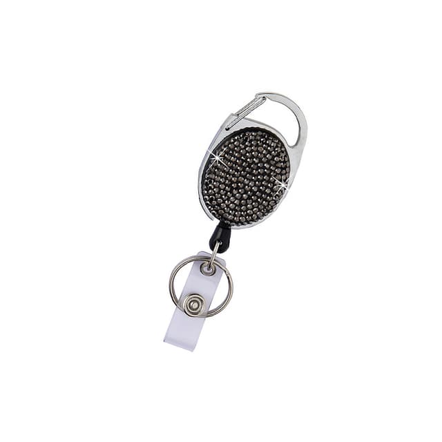 Crystal Rhinestone nøkkelring med uttrekkbar design Lys svart