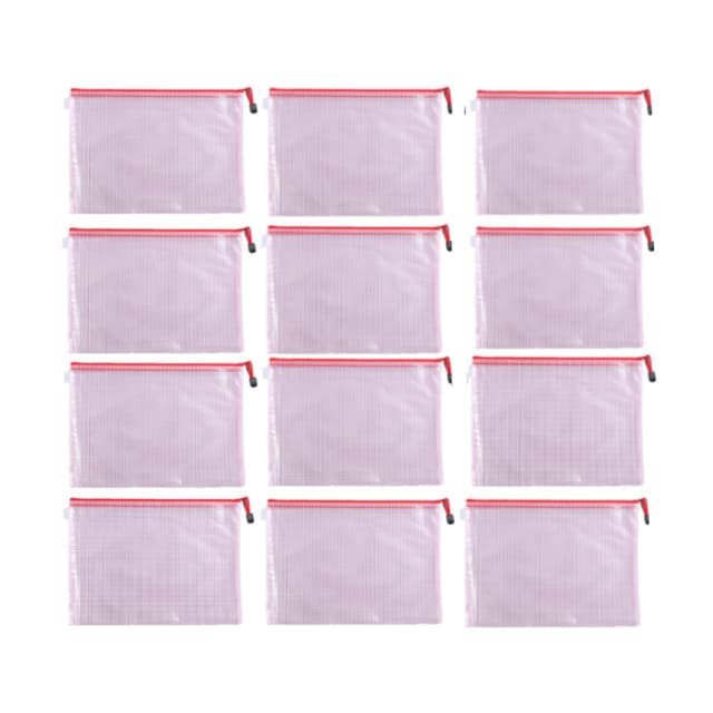 A4 dokumentpåsar plastfickor 12-pack Röd