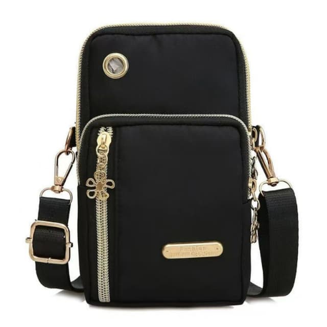 Crossbody-veske i Oxford-stoff Sort