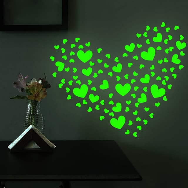 Glow in the Dark Hearts Stickers 2-ark