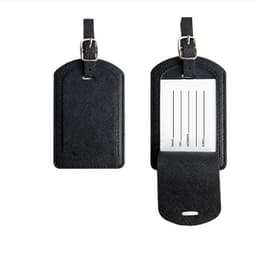2 PU-Läderbagageetiketter med Kortinlägg Svart