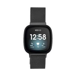 Kellonranneke yhteensopiva Fitbit Versa 3/Sense bracelet stainless steel Musta Musta