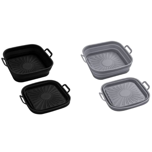Hopfällbar Air Fryer Silikonform 17,5 cm 2-pack Flerfärgad