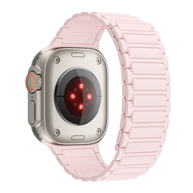 Silikonimagneettinen hihna Apple Watchille 1/2/3/4/5/6/7/8/9, Apple Watch SE Vaaleanpunainen 42/44/45/49 mm