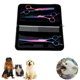 Hundsaxar / Set med trimsax, effileringssax, böjd sax, kam Flerfärgad