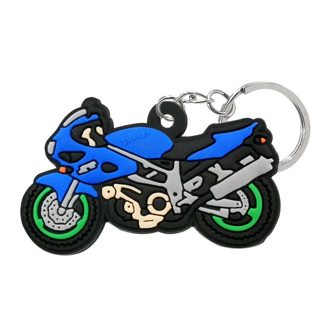 3-pack motorsykkel PVC nøkkelring anheng Mørke blå