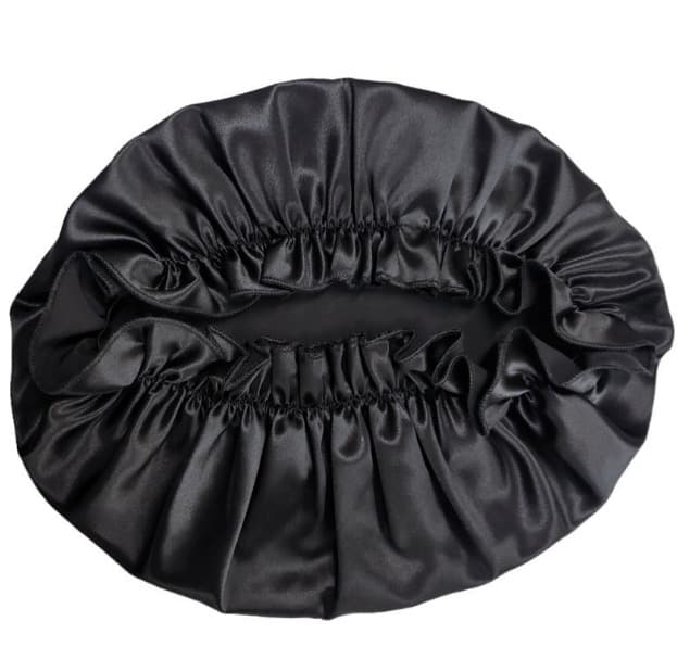 Lyxig 30 Momme Silk Sleep Cap för kvinnor Svart