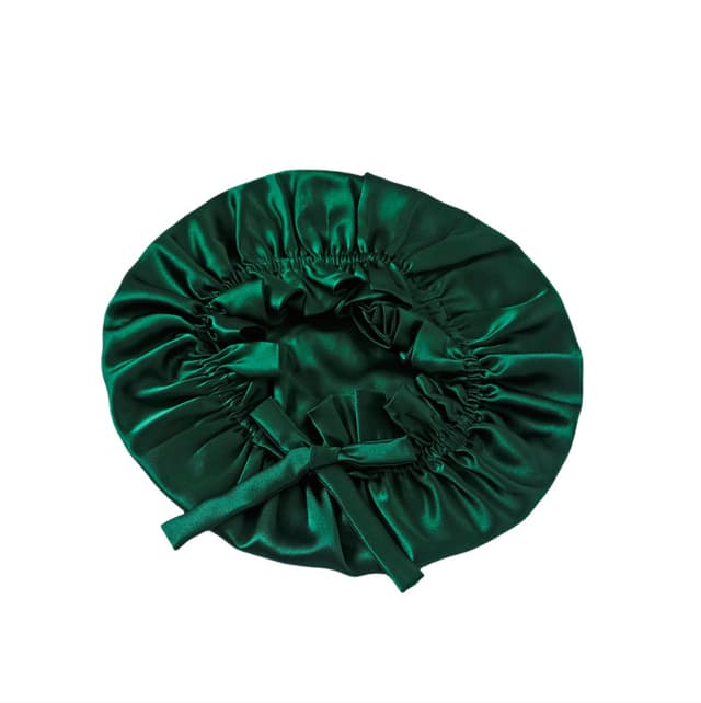 Luksuriøs dobbeltlags 16 Momme Silk Sleep Cap Grøn
