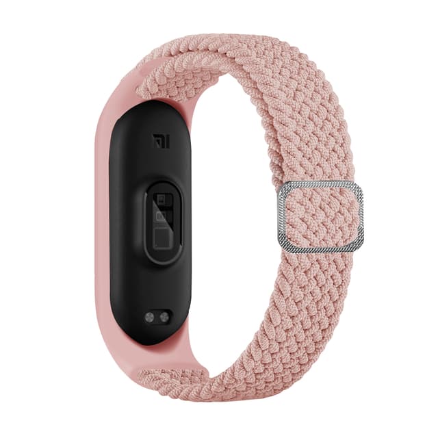 Klokkereim i nylon for Xiaomi Mi Band 3/4/5/6/7/NFC Rosa