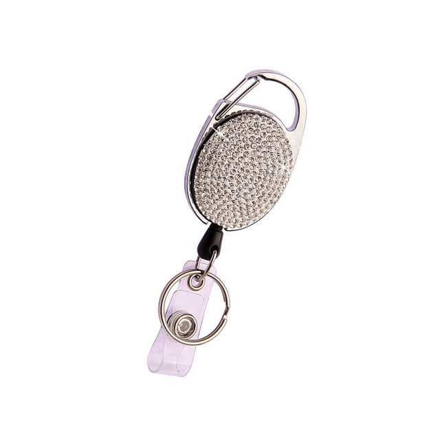Crystal Rhinestone nøkkelring med uttrekkbar design Hvit
