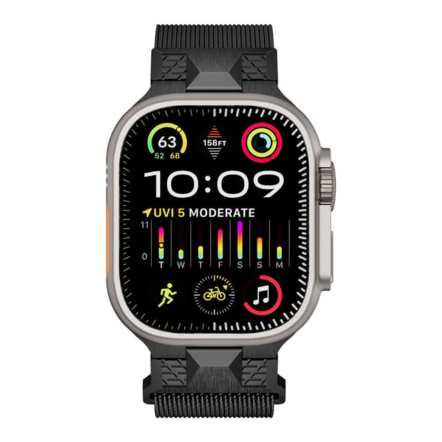 Urrem i rustfrit stål til Apple Watch 42/44/45/49 mm Sort
