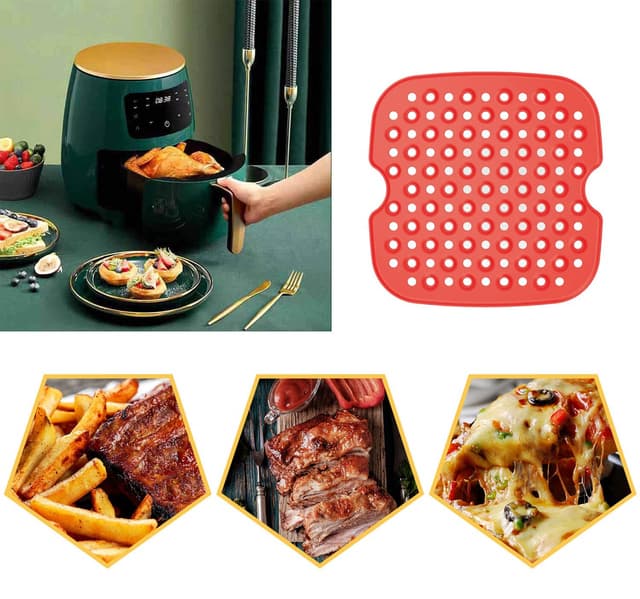 Air Fryer Matta i Silikon Röd 19 cm