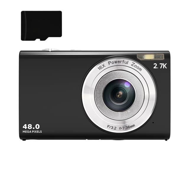 Digitalkamera 48MP 2,7K FHD 16X digital zoom, webcam, autofokus Svart