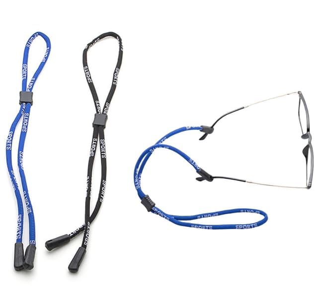 Justerbara glasögonsnoddar sportband svart/blå 2-pack