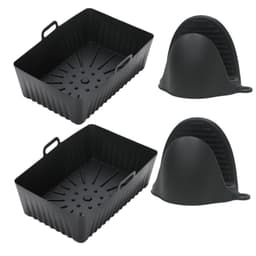 To Air fryer-beholdere med grytevott Sort