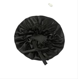 Luksuriøs Double Layer 16 Momme Silk Sleep Cap Sort