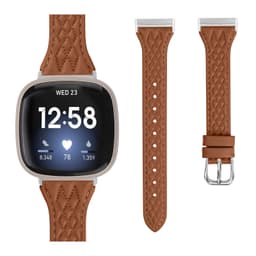 Klokkerem i ekte skinn for Fitbit Versa 4 Brun